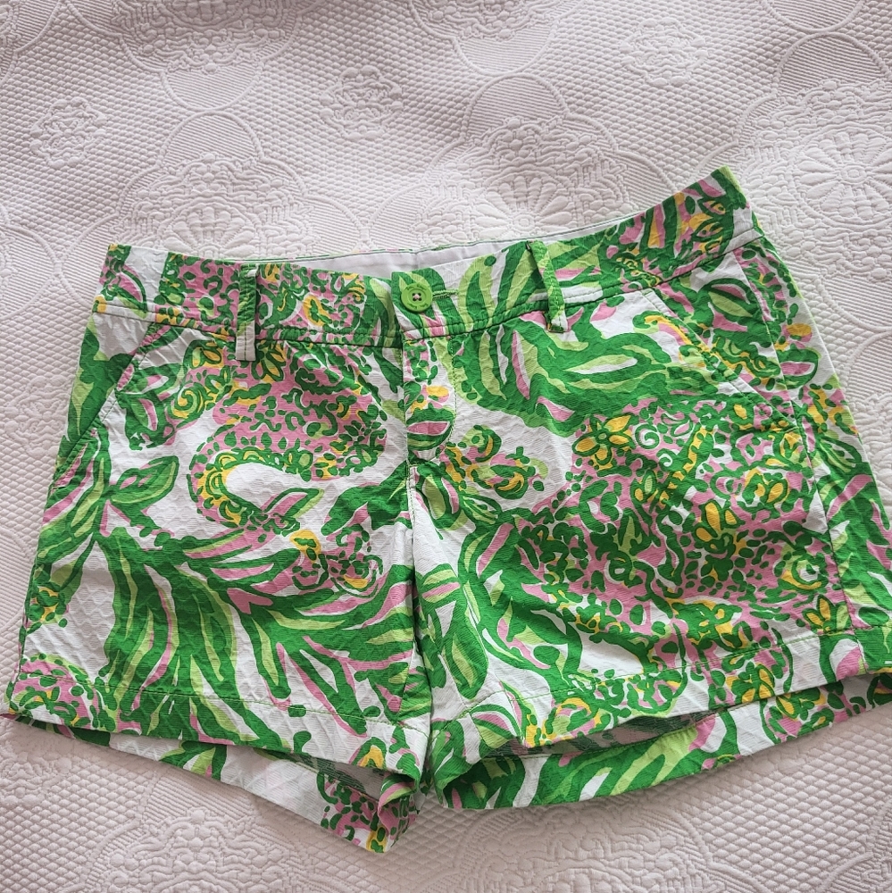 Lilly Pulitzer Tropical Green and Pink Shorts